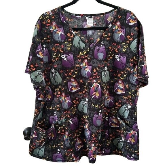 Disney Tops - Disney Nightmare Before Christmas Scrub Nurse Doctor Medical Top Sz 2XL
